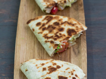 Caramelized onions, mushroom and avocado quesadillas