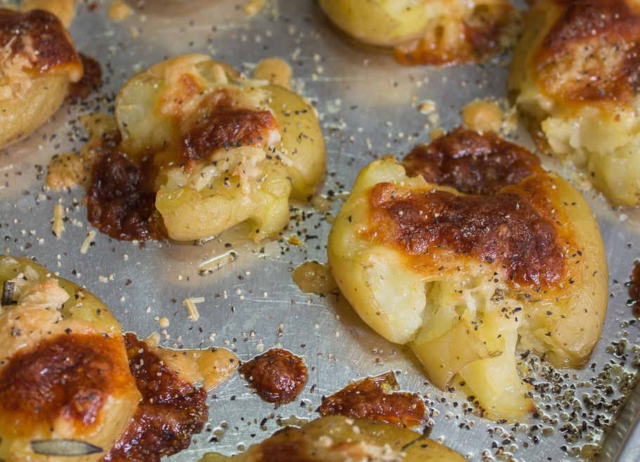 Garlic and Rosemary Smashed Potatoes