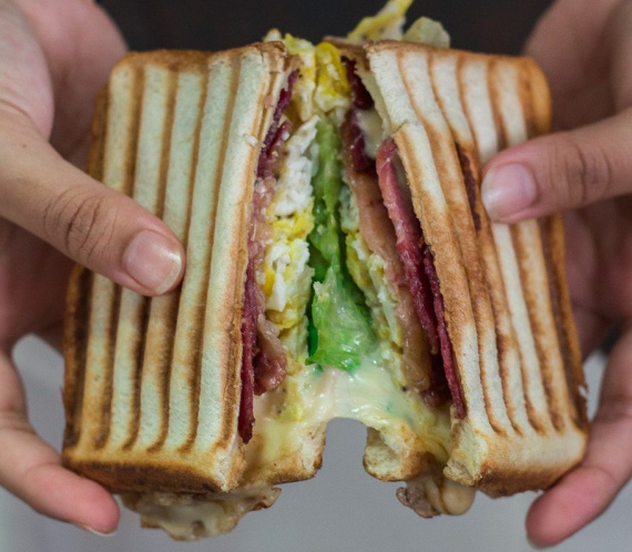 Bacon and Scrambled Egg Grilled Cheese Sandwiches