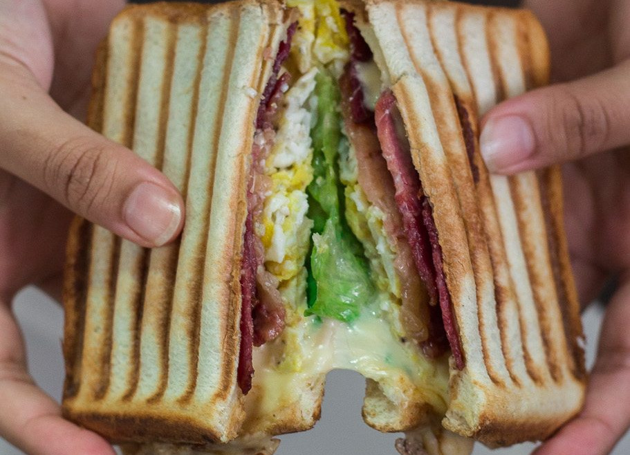 Bacon and Scrambled Egg Grilled Cheese Sandwiches