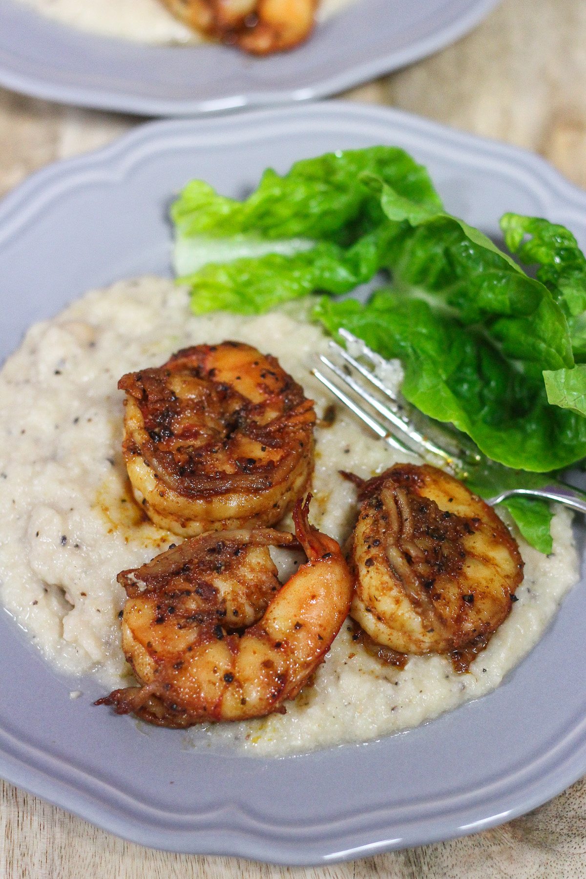 Cauliflower Mash and Spicy Prawns