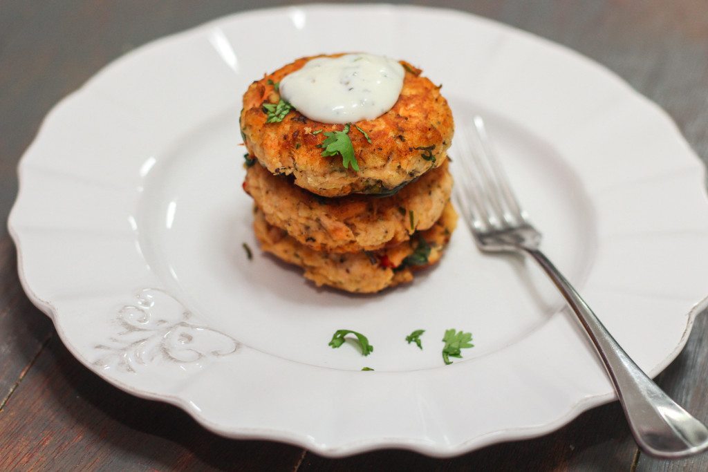 Thai Salmon Cakes and Corn Salad