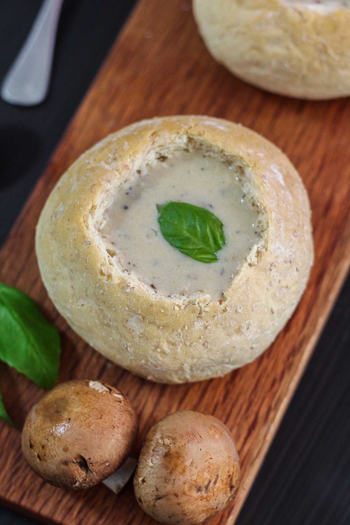 Creamy Mushroom Soup in Bread Bowls