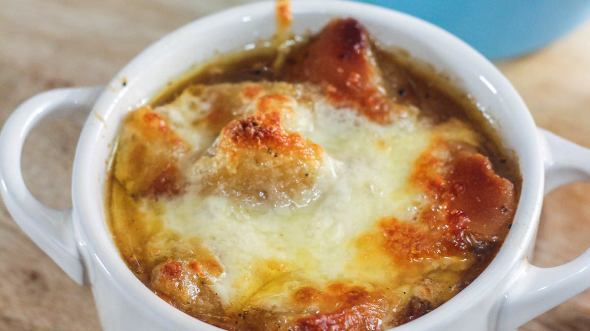 French Onion Soup with Garlic Croutons