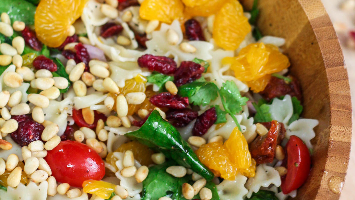 Farfalle with Spinach and Orange Salad
