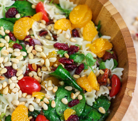 Farfalle with Spinach and Orange Salad