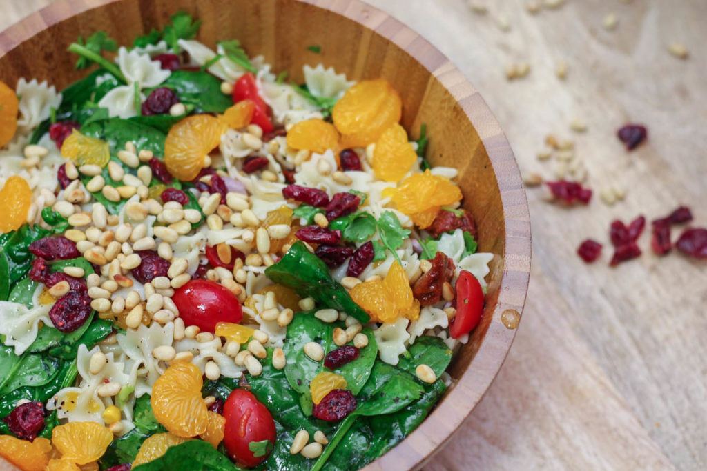 Farfalle with Spinach and Orange Salad