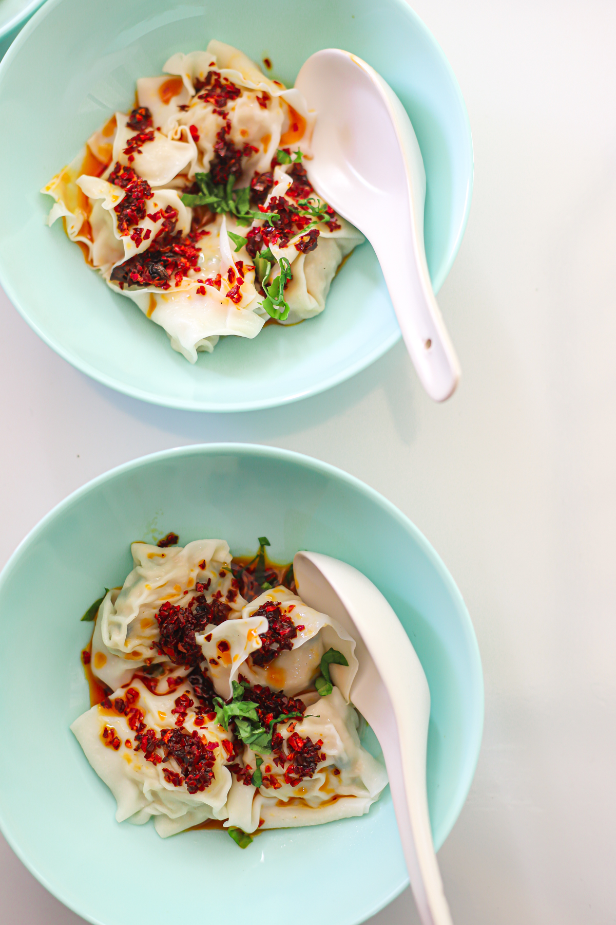Easy Wontons in Chili Oil