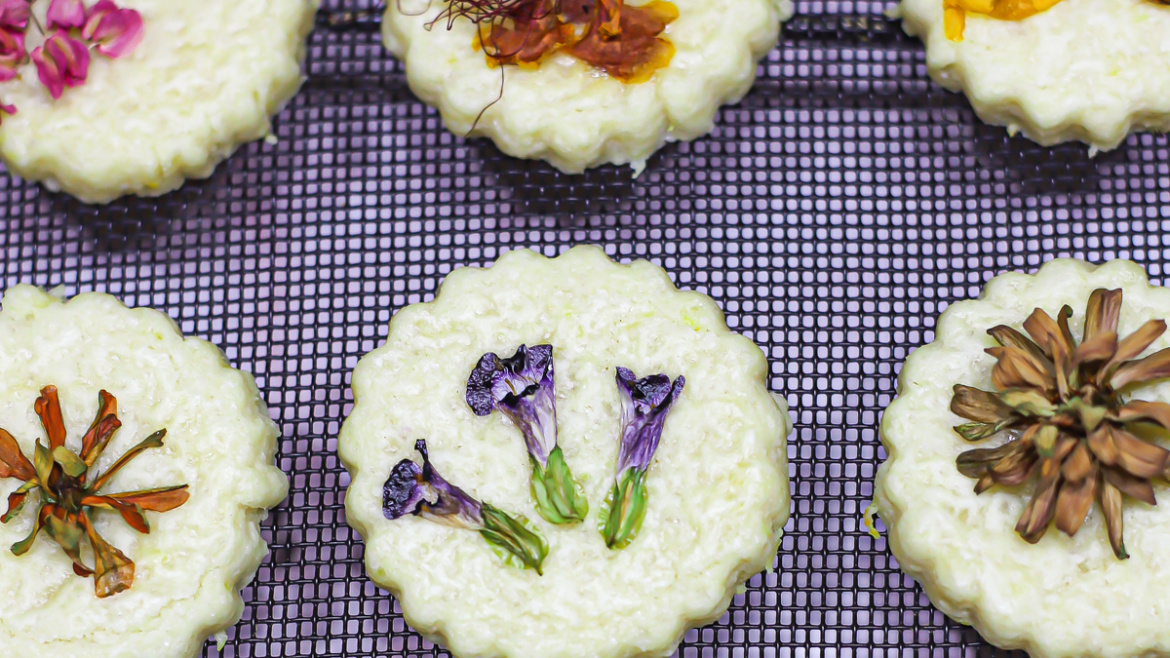 Edible Flower Lemon Shortbread Cookies