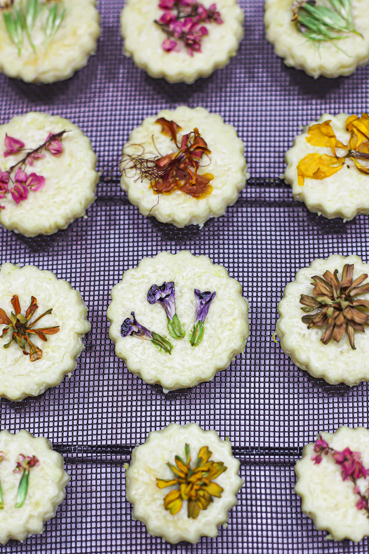Edible Flower Lemon Shortbread Cookies