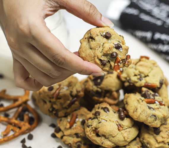 Salted Pretzel Chocolate Chip Cookies