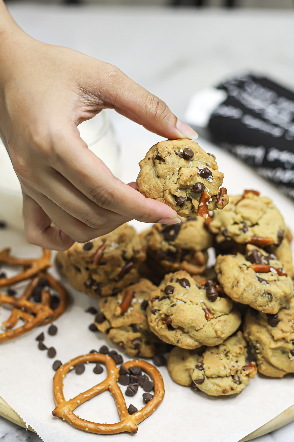 Salted Pretzel Chocolate Chip Cookies