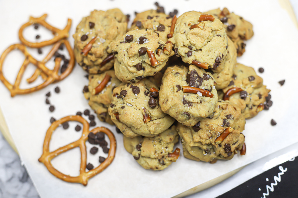 Salted Pretzel Chocolate Chip Cookies