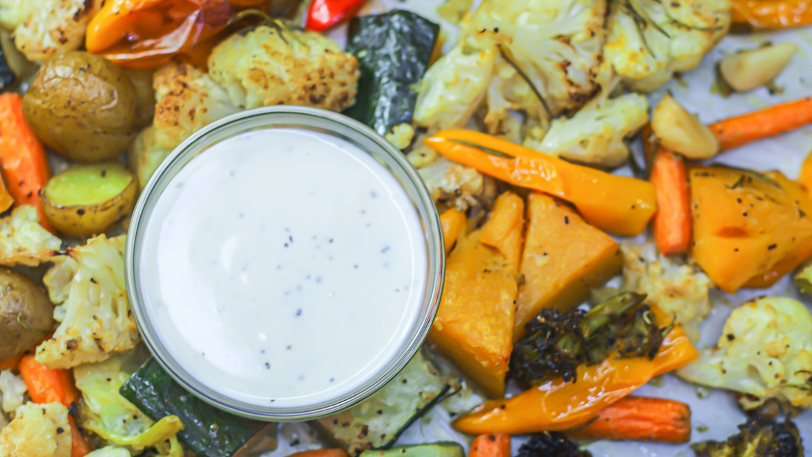 Roasted Vegetable with Creamy Garlic Dressing